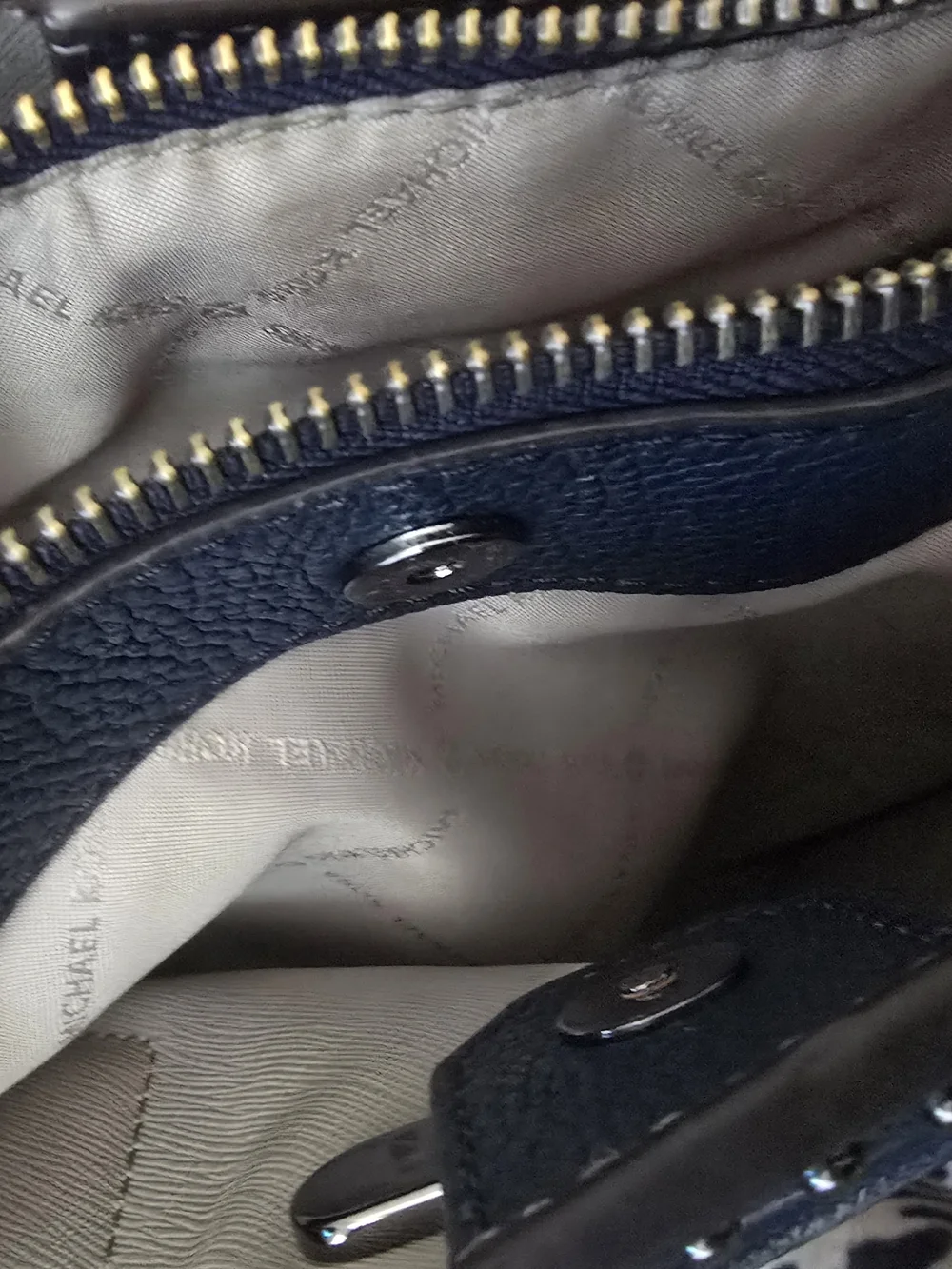 Michael Kors Dark Navy Studded Leather Satchel Adele